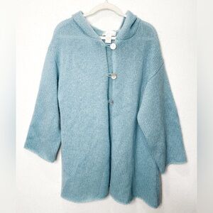 Soft Surroundings Mohair Blend Hooded Cardigan Sweater Mother of Pearl Buttons